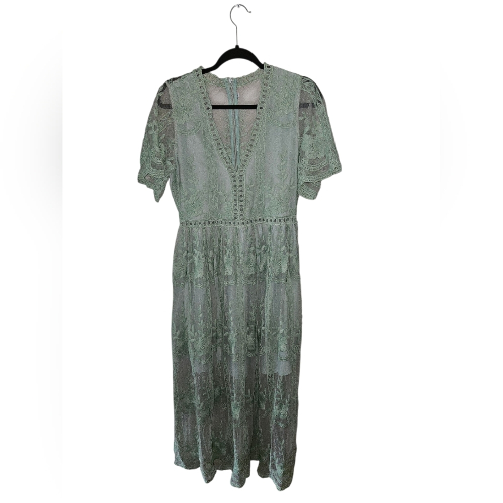 Elegant Lace Green Dress